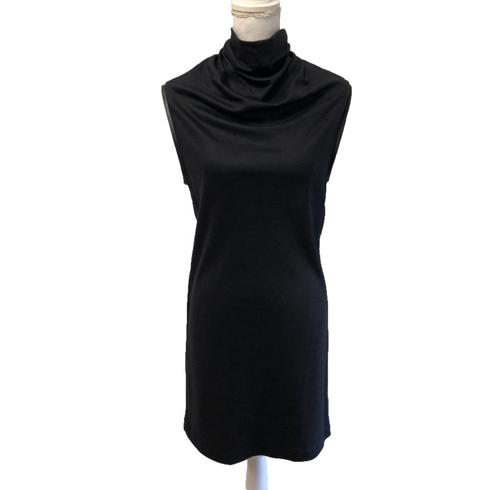 Edun Wool Sheath Dress Womens Medium‎ Black Sleeveless Turtleneck Modern Career